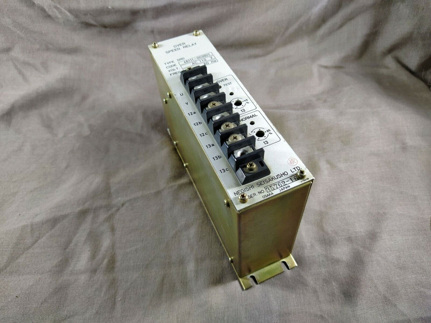 NEGISHI SEISAKUSHO SRD OVER SPEED RELAY 46111-003601 110 VAC