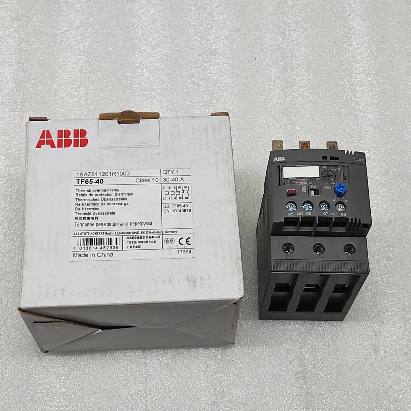 ABB TF65-40 THERMAL OVERLOAD RELAY 1SAZ811201R1003 30-40 A