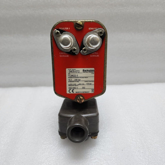 BARKSDALE 0406-072 PRESSURE SWITCH TC9622-3 250VDC/480VAC