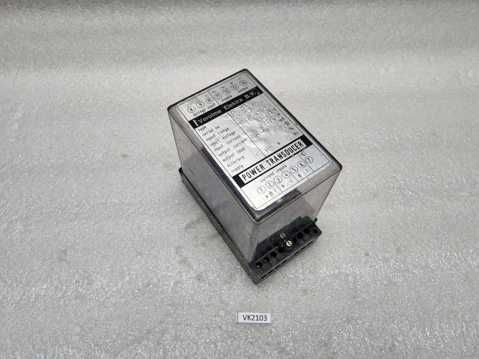 VEROLME ELEKTRA 10V 713 POWER TRANSDUCER 110V