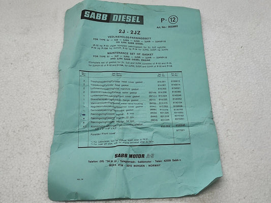 SAAB DIESEL 2J-2JZ PACKING SET 0033993