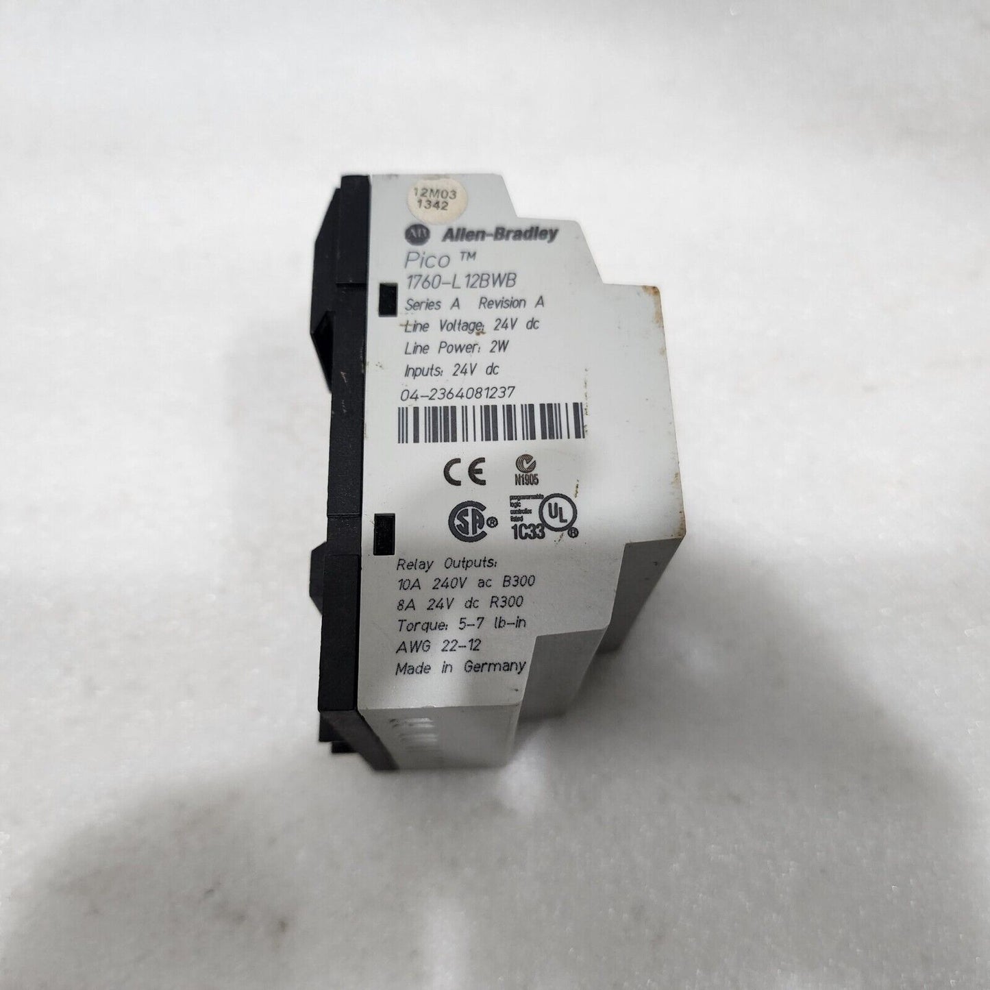 ALLEN BRADLEY CAT 1760-L12BWB PICO LOGIC RELAY 24VDC SER A REV A