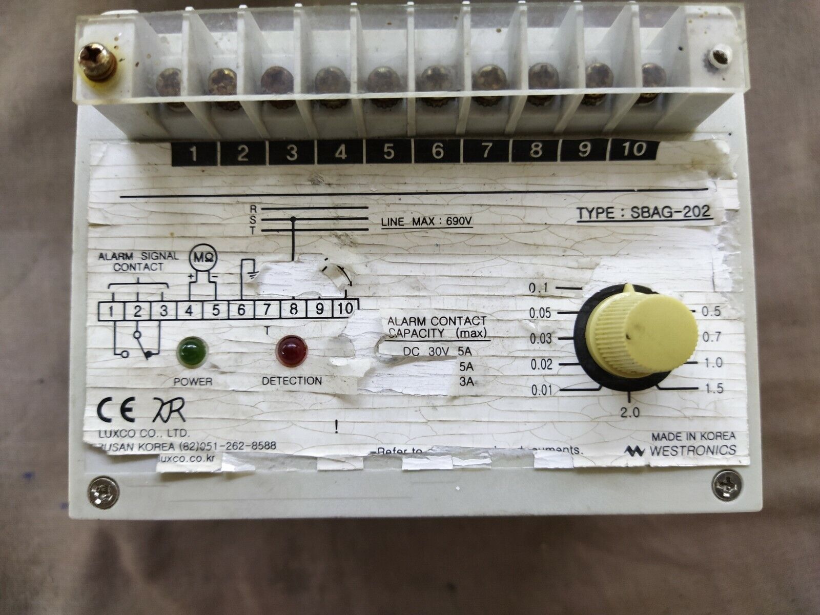 WESTRONICS SBAG-202 GROUNDING RESISTANCE MONITOR 220V