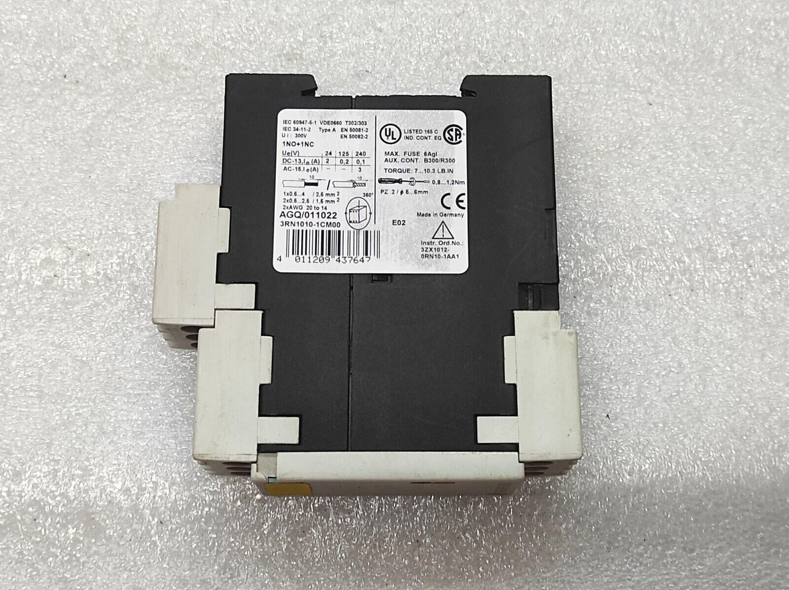 SIEMENS 3RN1010-1CM00 THERMISTOR PROTECTION RELAY