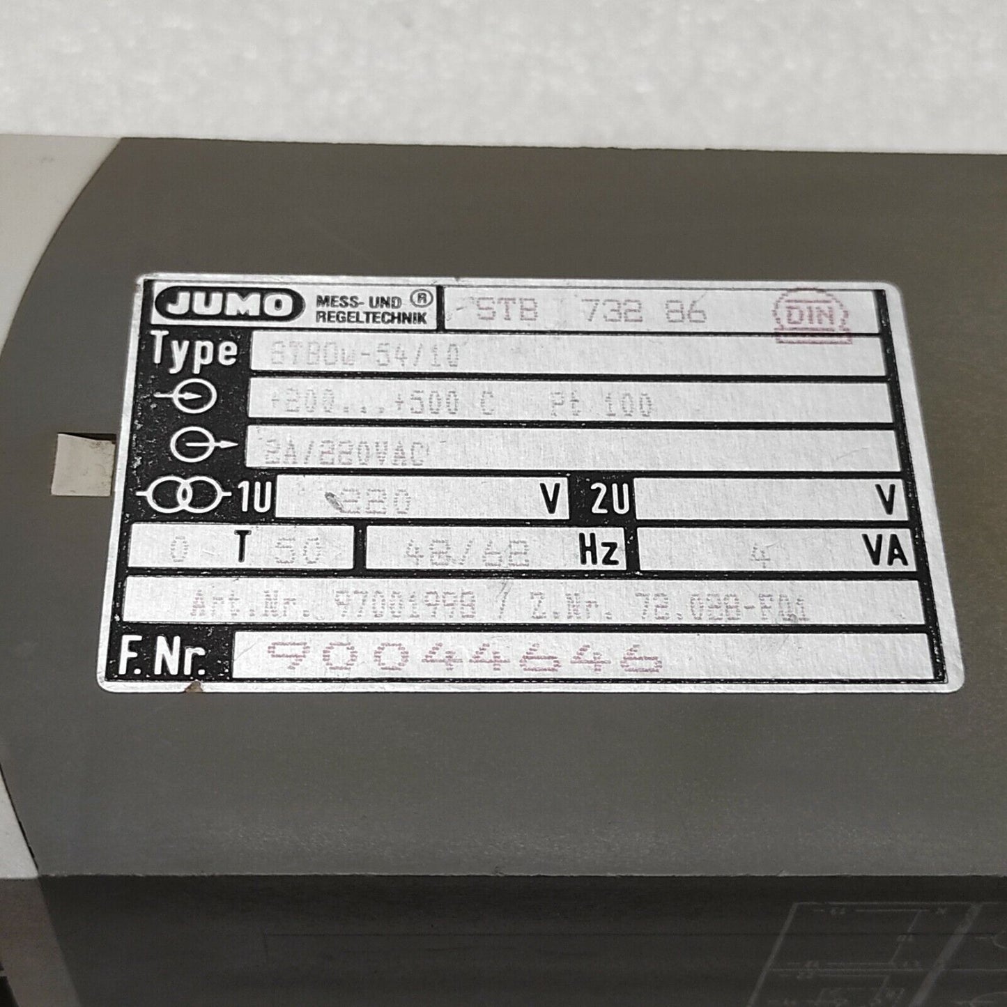 JUMO STBOW-54/10 TEMPERATURE LIMITER STB 732 86 97001998 220VAC