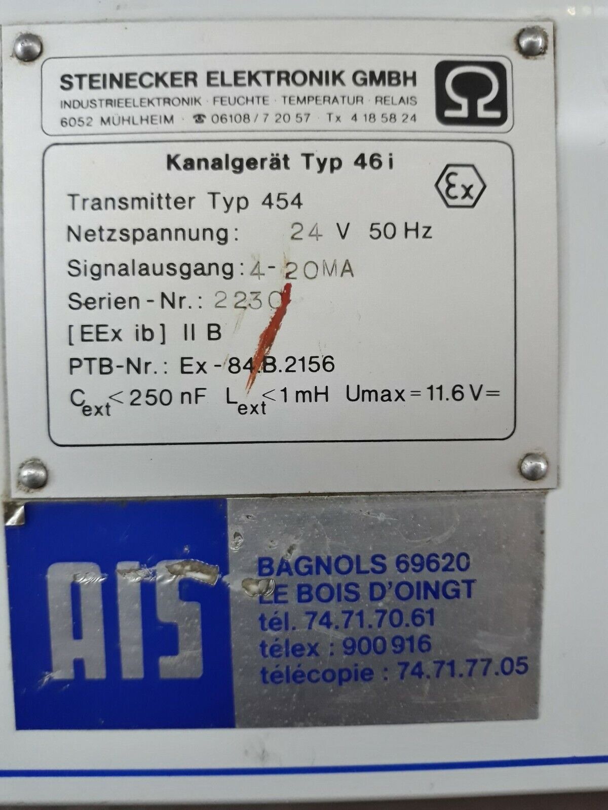Steinecker Elektronik Transmitter Type 454 AIS Hygromess Digital Transmitter 460