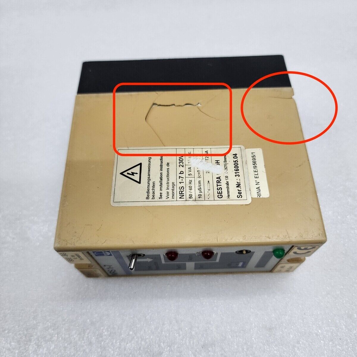 GESTRA NRS 1-7B 115V NRS 1-7 TUV WB 05-354 BOILER LEVEL SWITCH BODY BROKEN