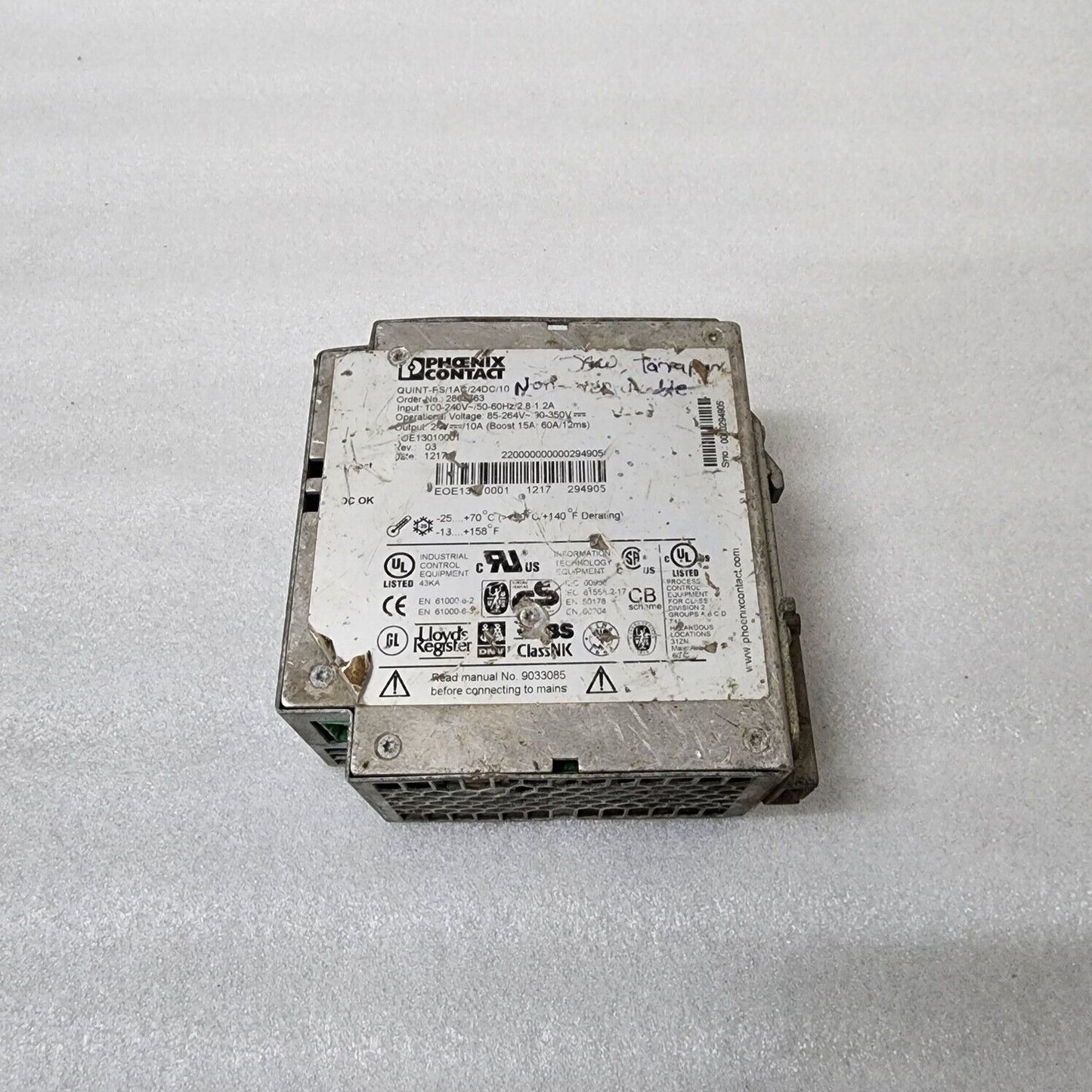 PHOENIX CONTACT QUINT-FS/1AV/24DC/10 POWER SUPPLY UNIT 2866763 24VDC 10A