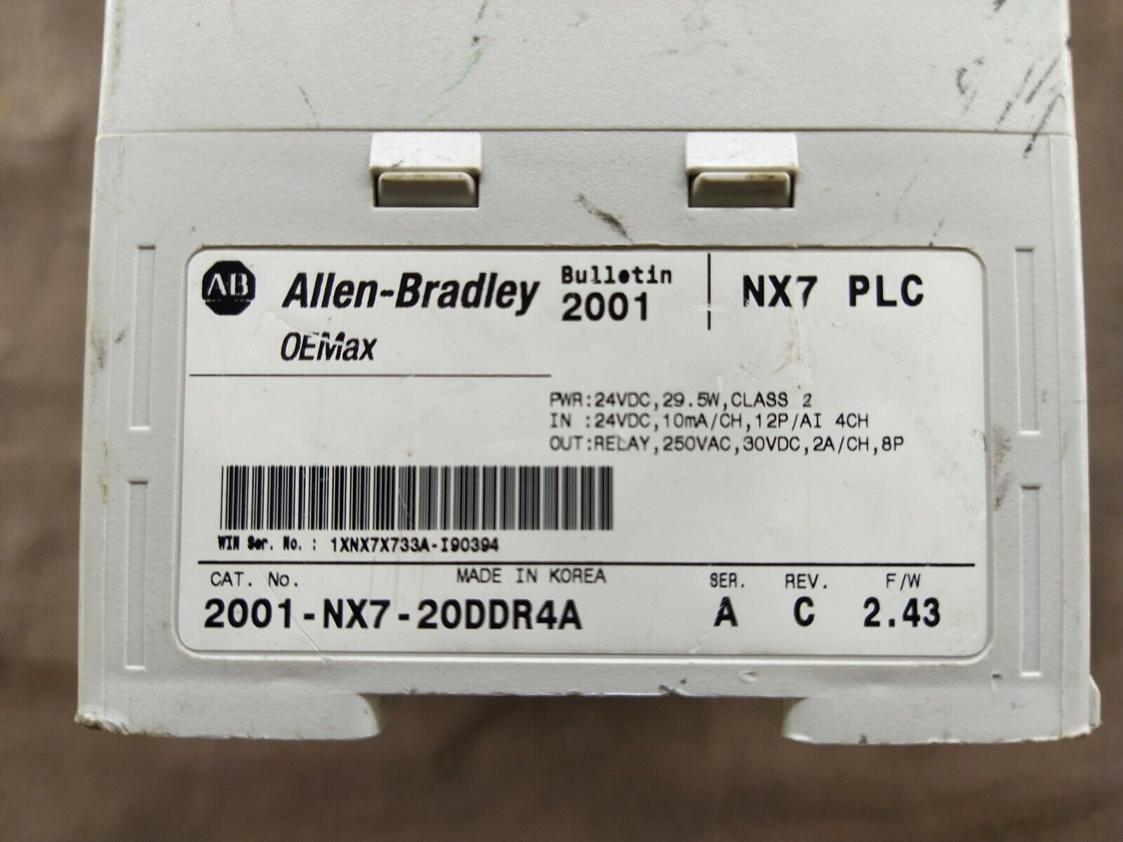 Allen Bradley Bulletin 2001 CAT 2001-NX7-20DDR4A