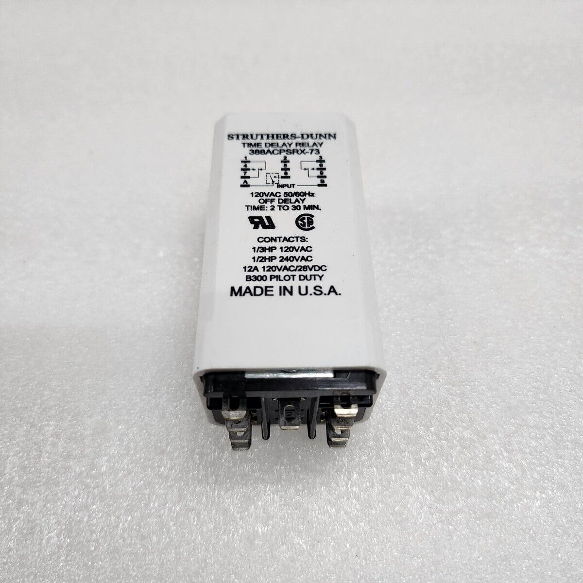 STRUTHERS-DUNN 388ACPSRX-73 OFF TIME DELAY RELAY 120VAC 2-30M