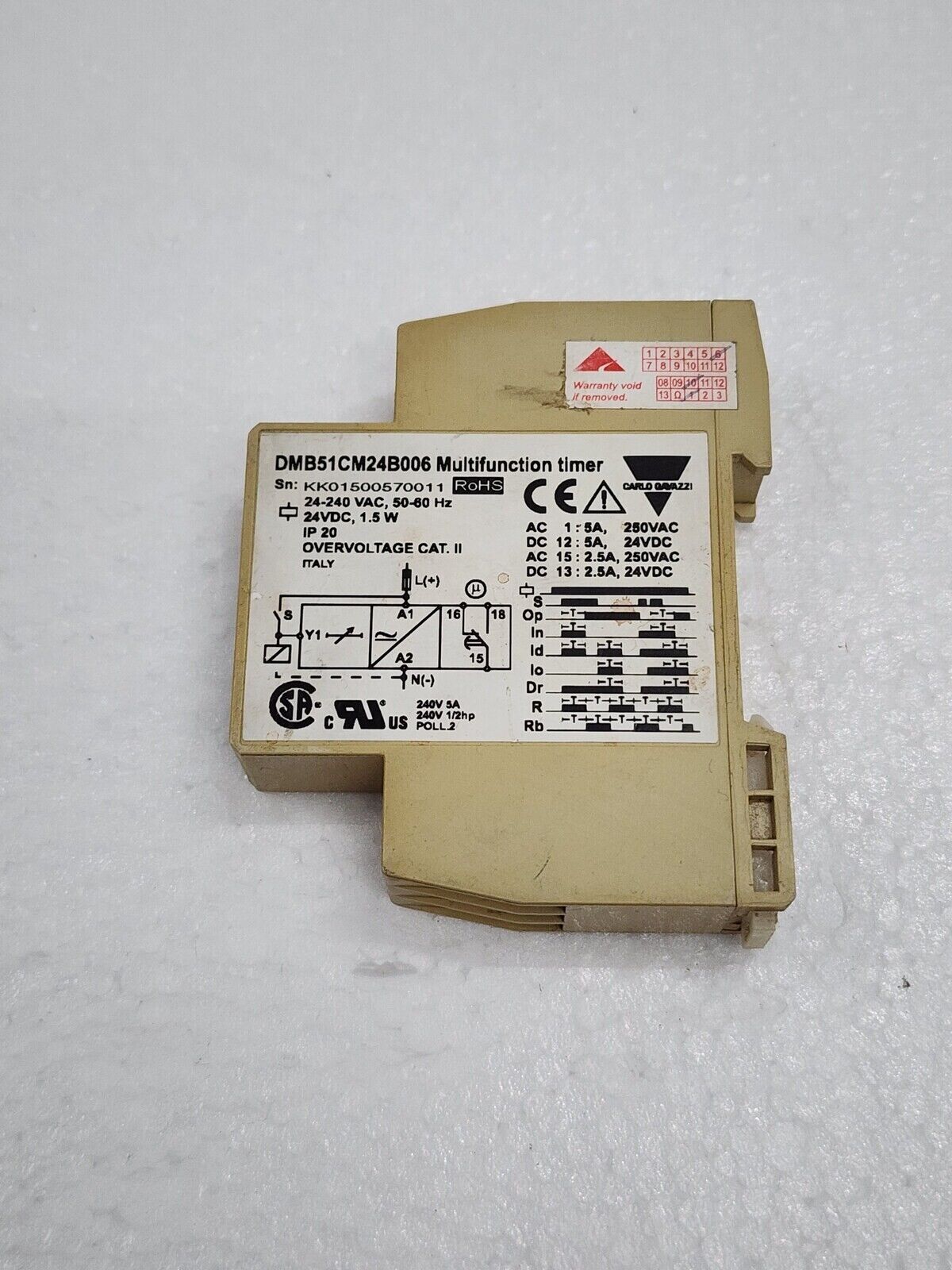 CARLO GAVAZZI DMB51CM24B006 MULTIFUNCTION TIMER 24-240VAC / 24VDC