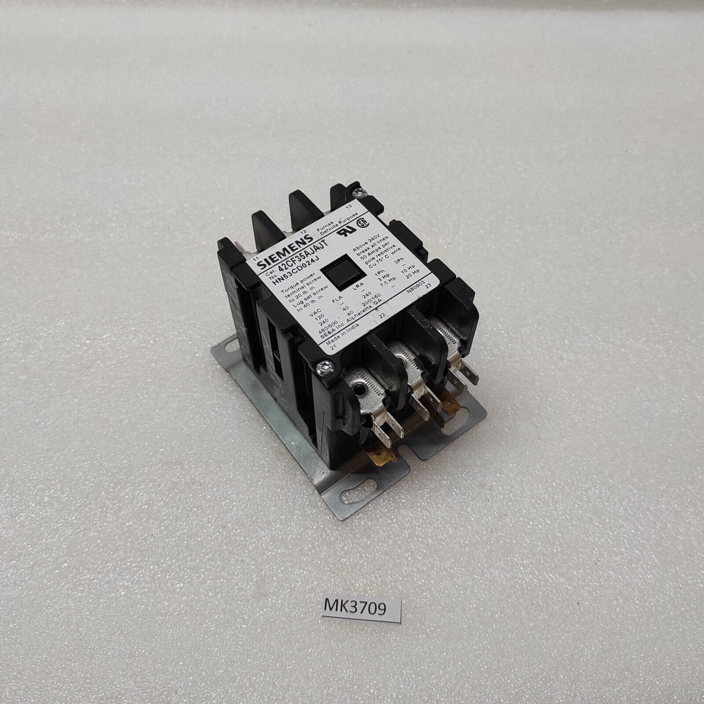 SIEMENS 42CF35AJAJT 3P CONTACTOR RELAY HN53CD024J