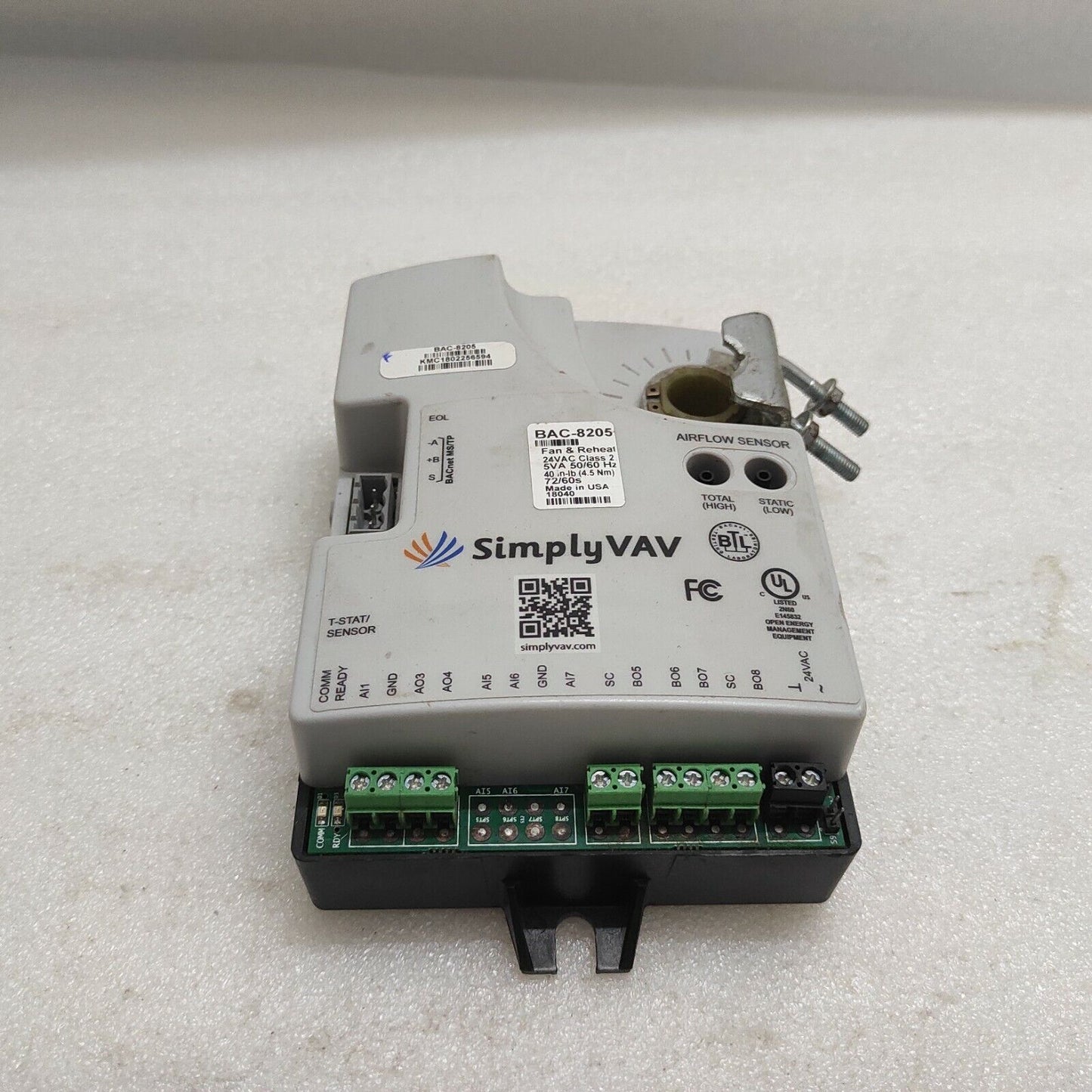 SIMPLY VAV BAC-8205 BACNET FAN AND REHEAT CONTROLLER 24VAC