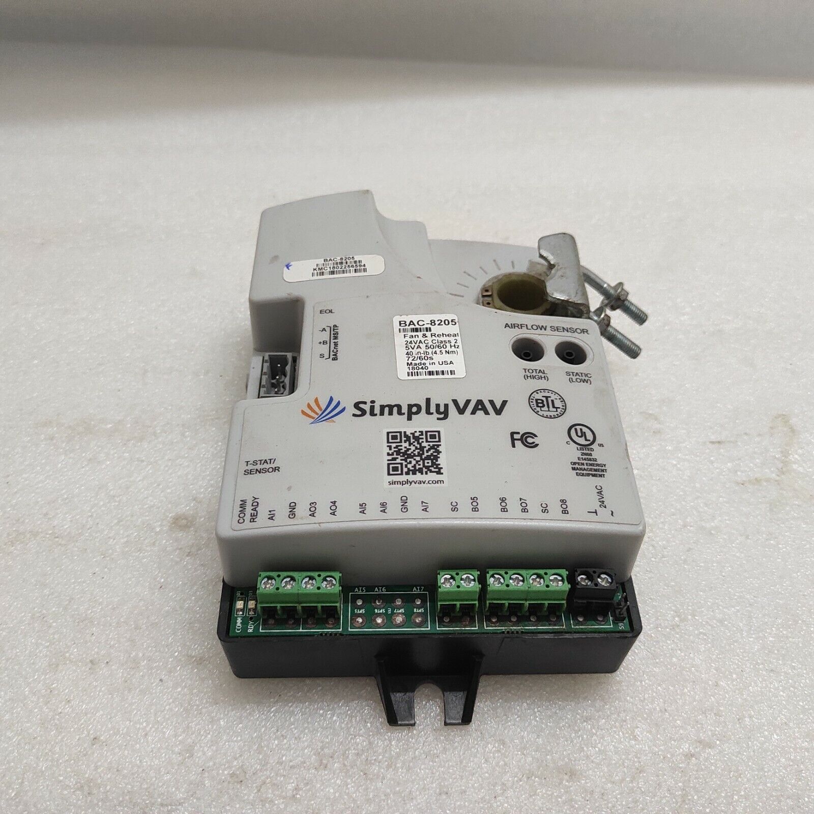 SIMPLY VAV BAC-8205 BACNET FAN AND REHEAT CONTROLLER 24VAC