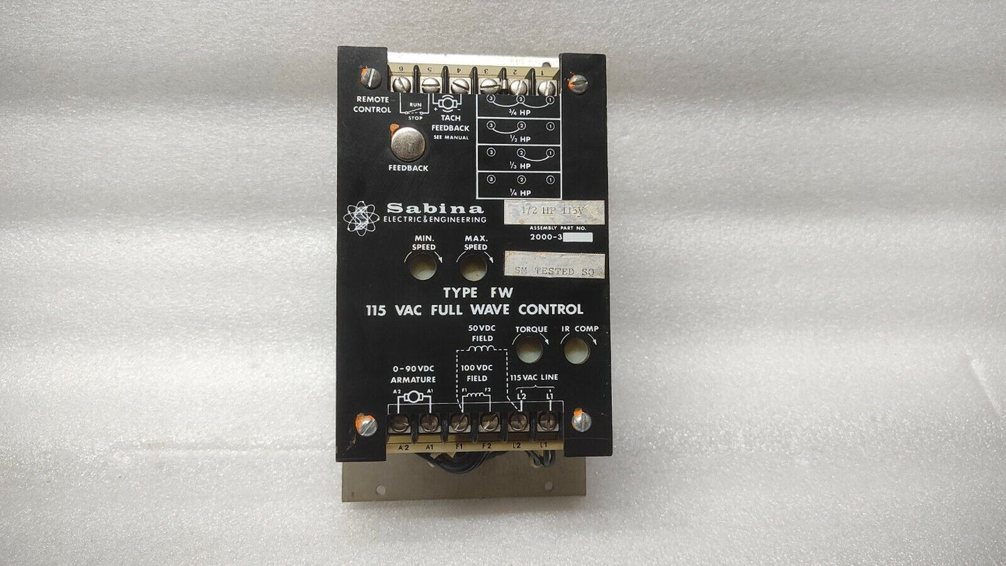 SABINA 2000-30 FULL WAVE CONTROL 0-90V-DC DC 115V-AC GROEN 360262-003 