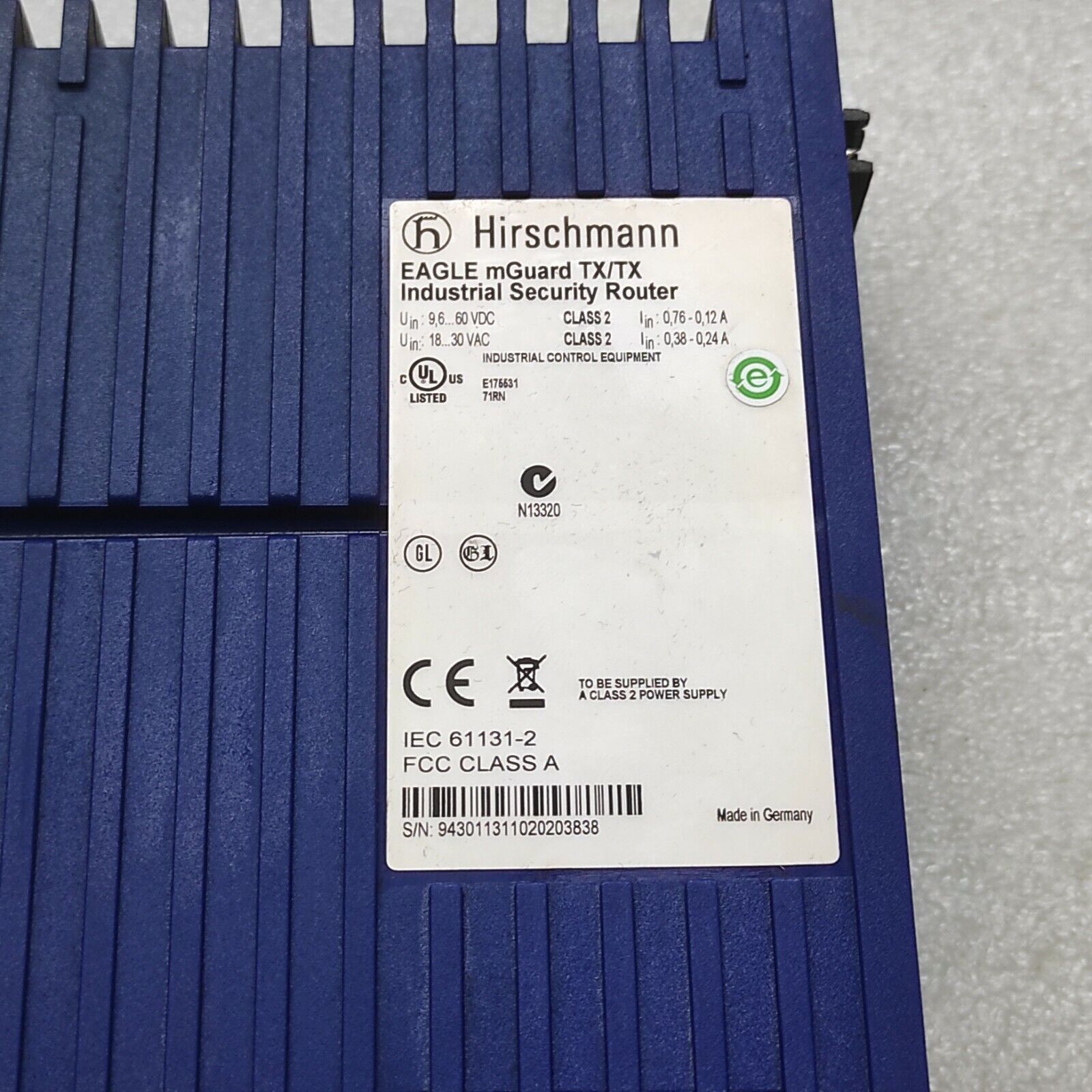 HIRSCHMANN EAGLE MGUARD TX-TX INDUSTRIAL SECURITY ROUTER 9.6-60VDC/18-30VAC
