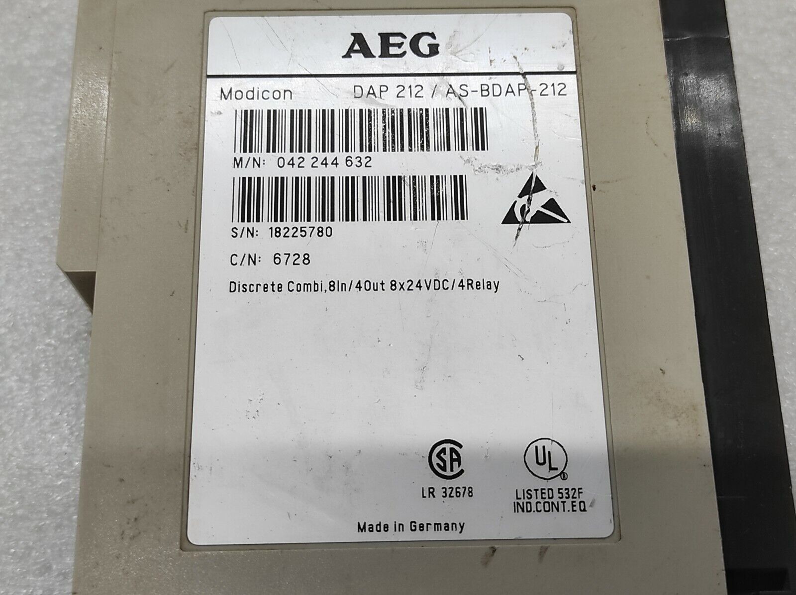 AEG MODICON DAP 212/AS-BDAP-212 DISCRETE COMBI OUTPUT MODULE