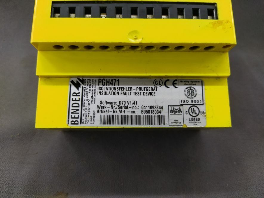 Bender PGH 471 Insulation Fault Test Device B95018004 PGH471