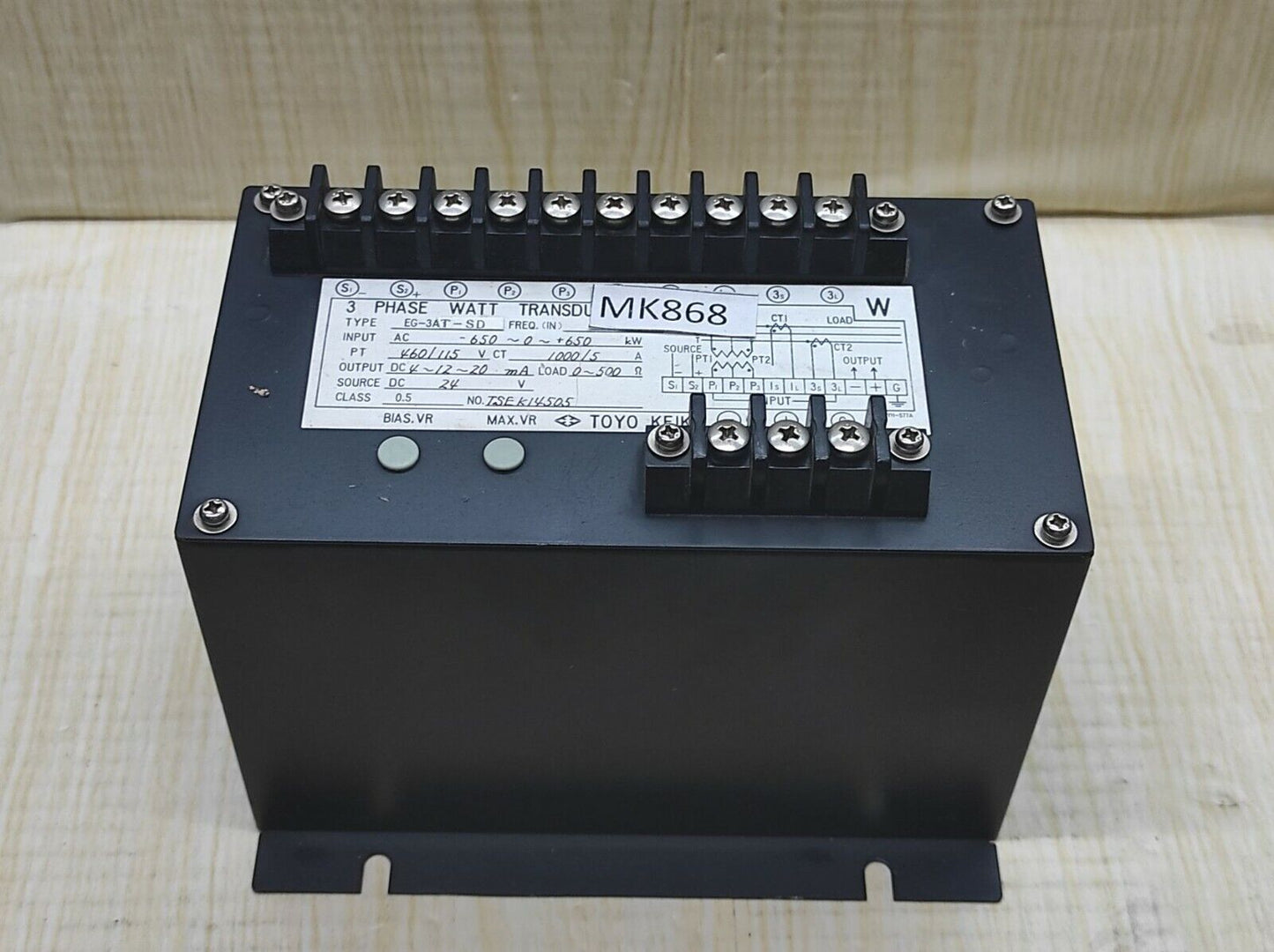 Toyo Keiki EG-3AT-SD 3-Phase Watt Transducer EG3ATSD 650 KW