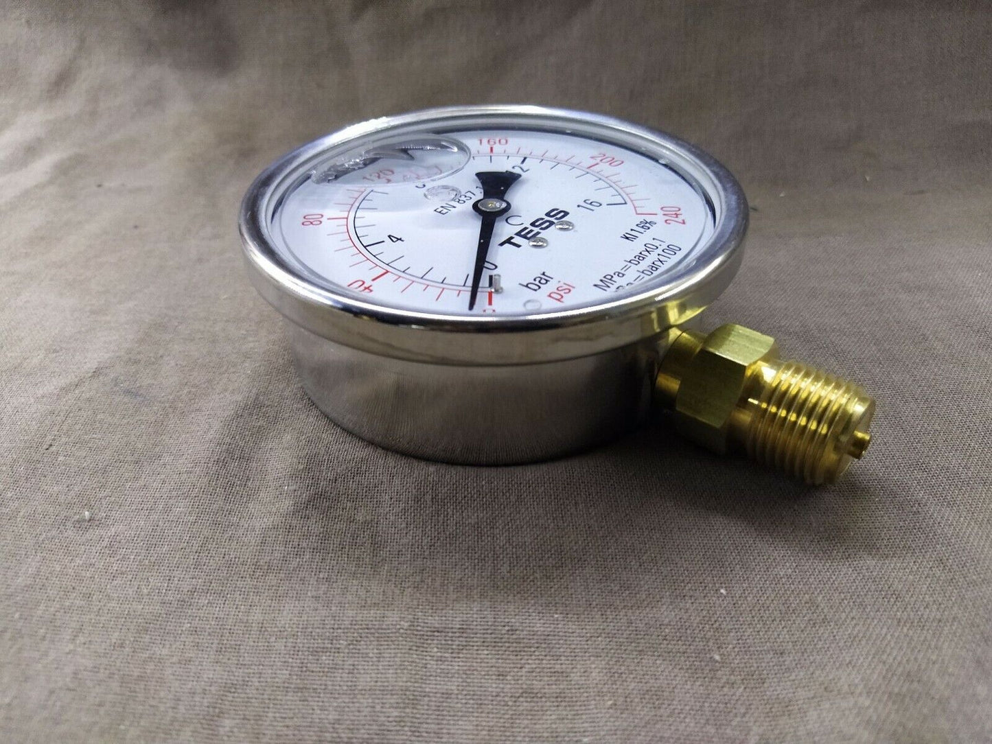Tess 100D Pressure Gauge 651550-1XLD2 CE EN 837.1 16 BAR 240 PSI 1/2" BSP BM