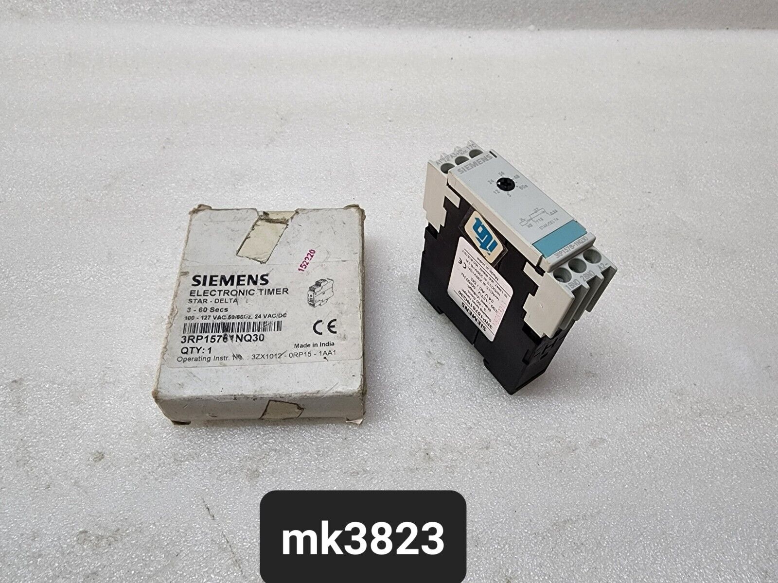 SIEMENS 3RP1576-1NQ30 STAR DELTA TIMER 3-60SEC 100-127VAC/24VAC-DC