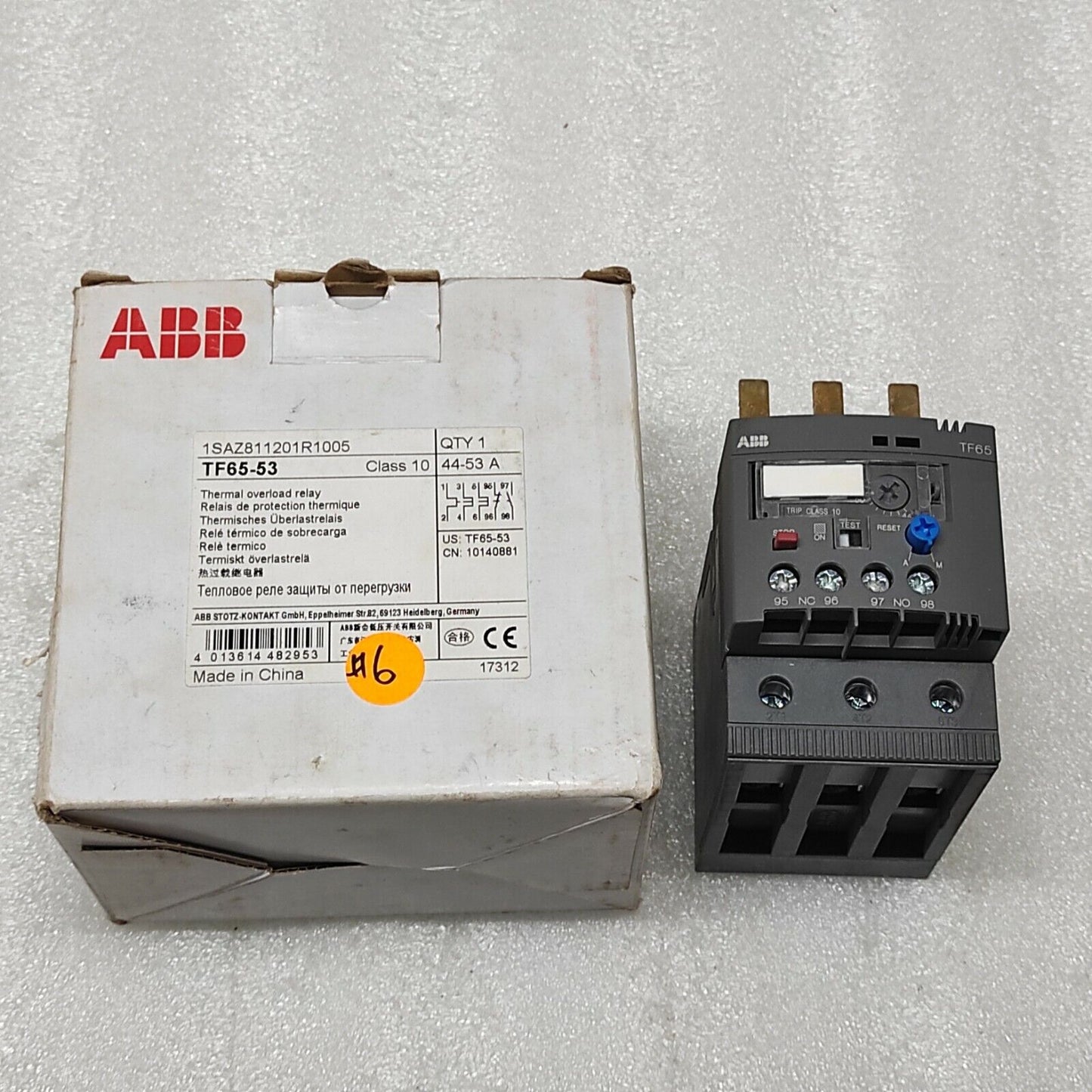 ABB TF 65-53 THERMAL OVERLOAD RELAY 1SAZ811201R1005 44-53A