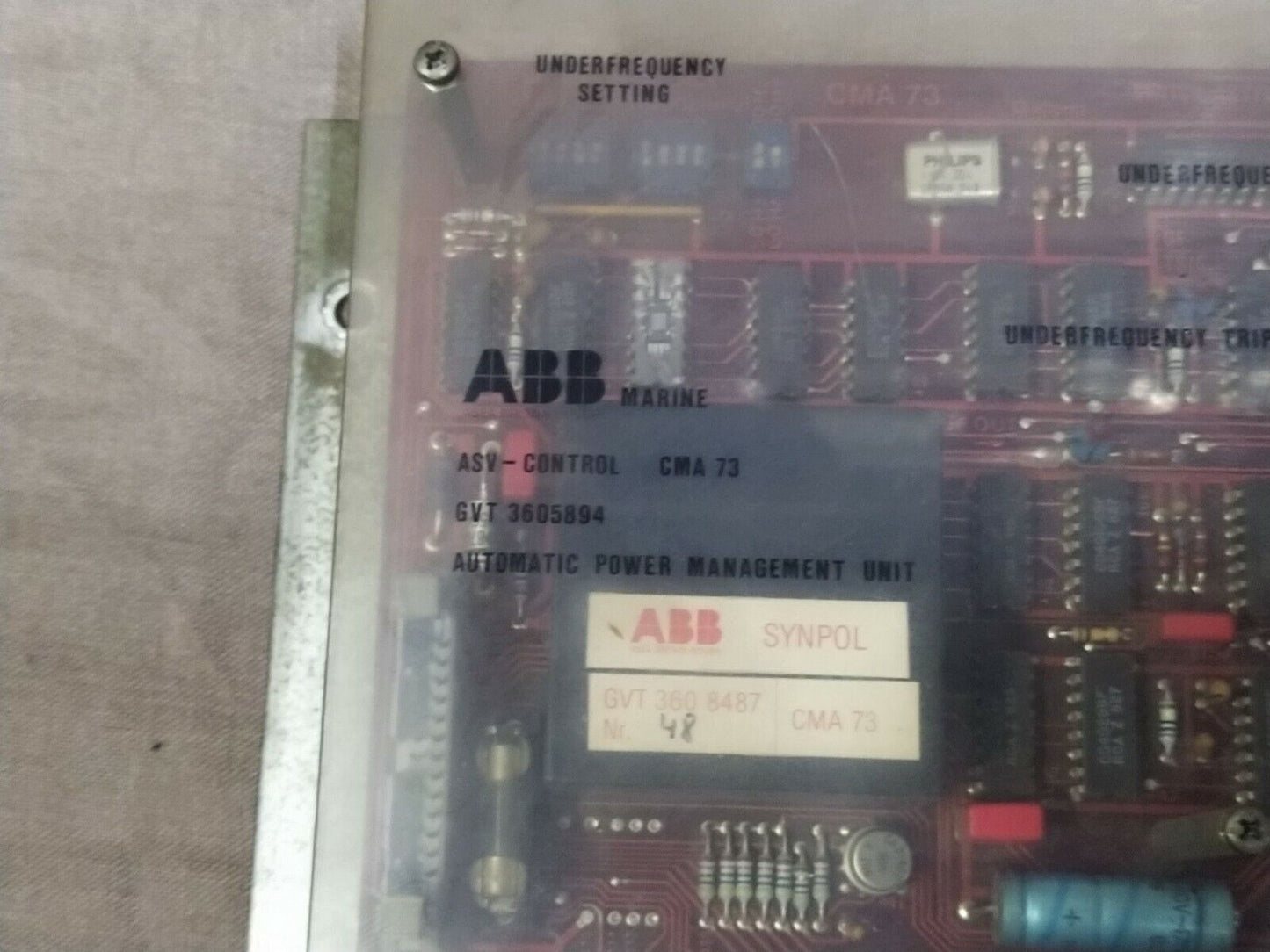 ABB Marine CMA 73 ASV Control GVT 3605894 Automatic Power Management Unit GVT360