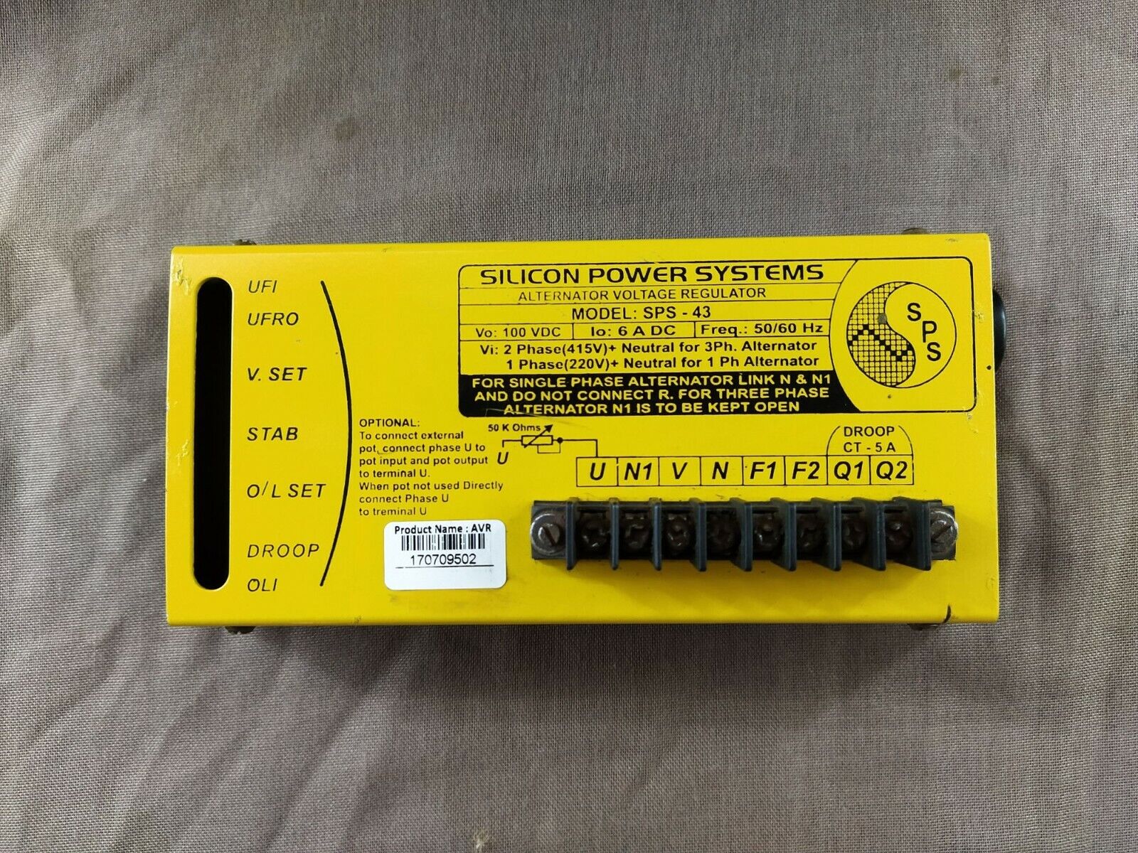 Silicon Power System SPS-43 Alternator Voltage Regulator SPS43