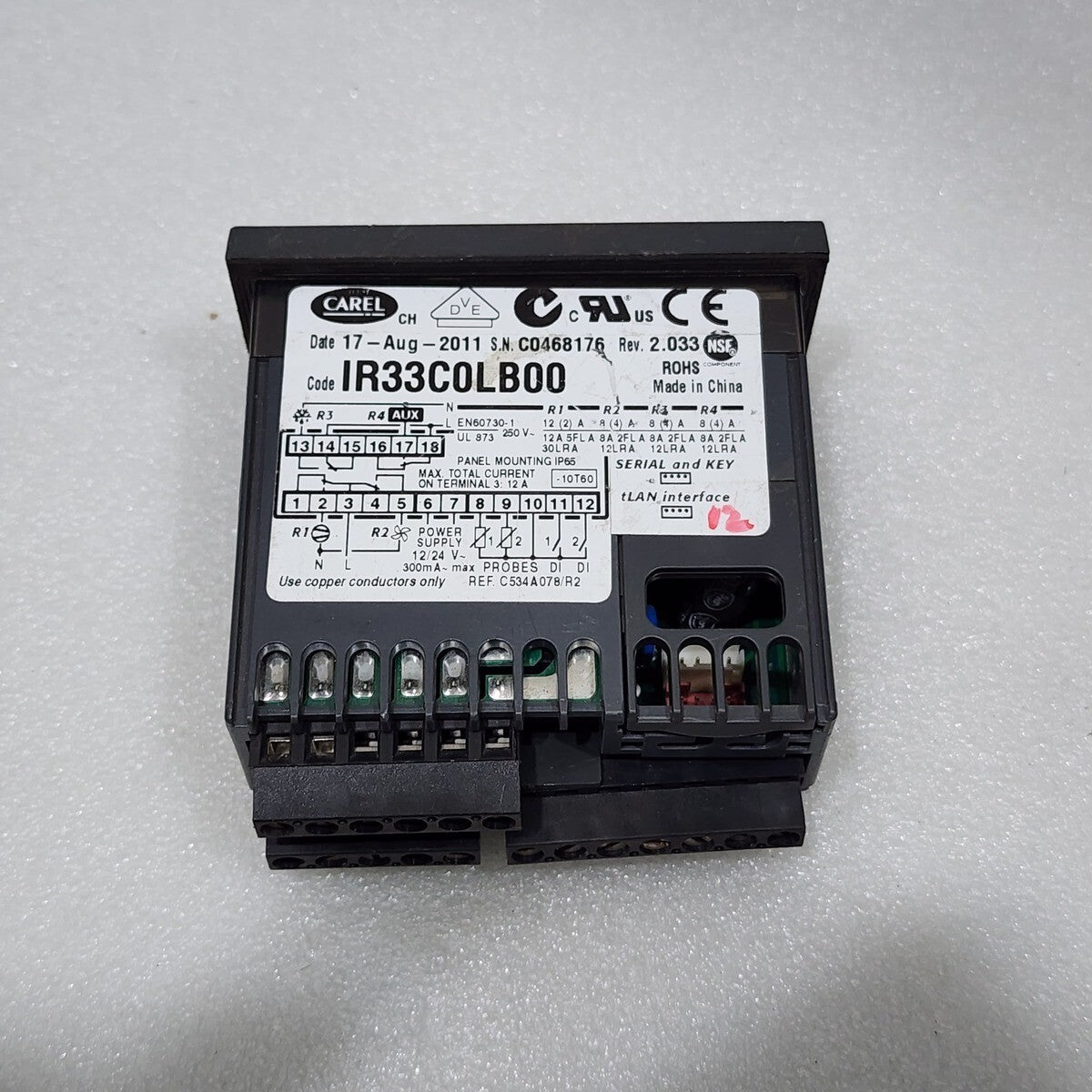 CAREL IR33C0LB00 TEMPERATURE PROCESS CONTROLLER