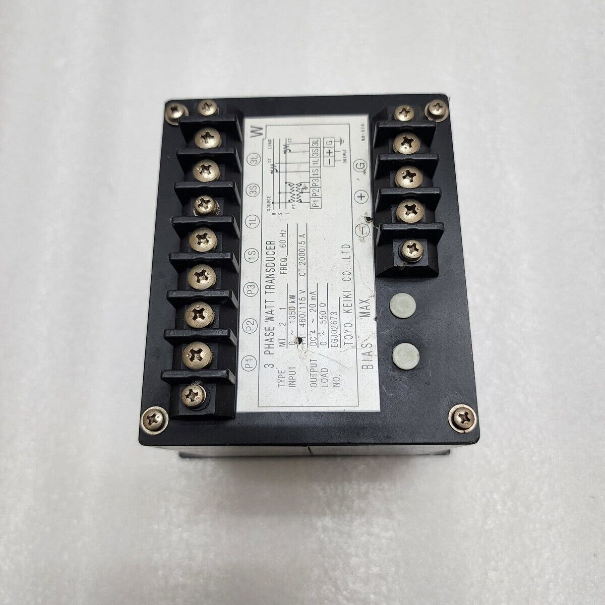 TOYO KEIKI MT-2-1 3-PHASE WATT TRANSDUCER