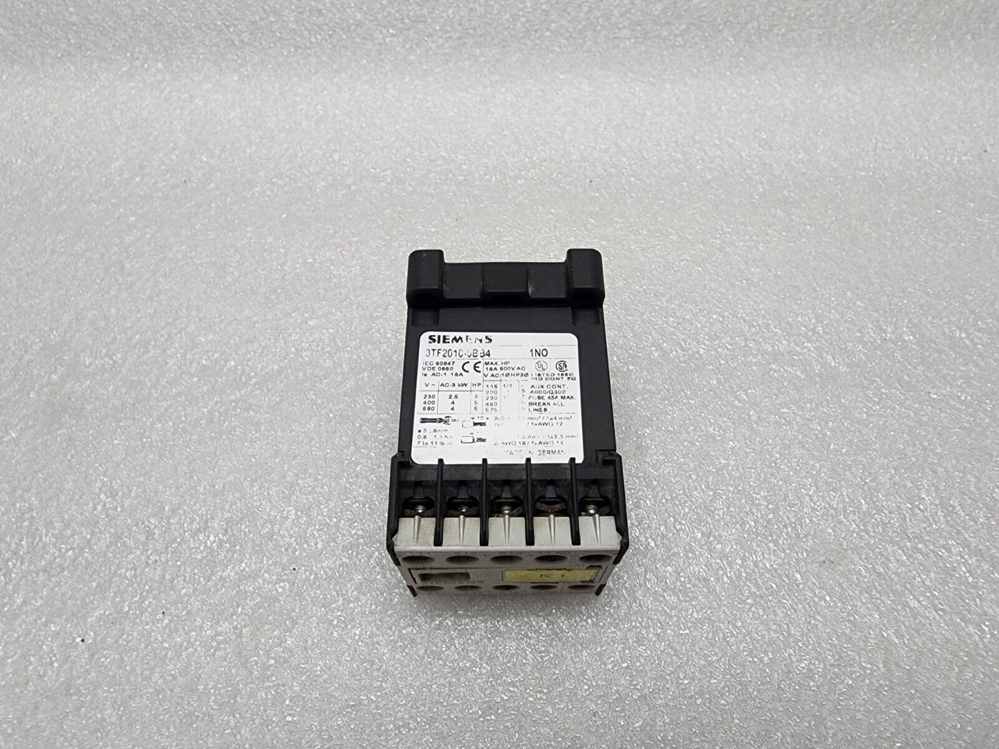 SIEMENS 3TF2010-0BB4 CONTACTOR RELAY