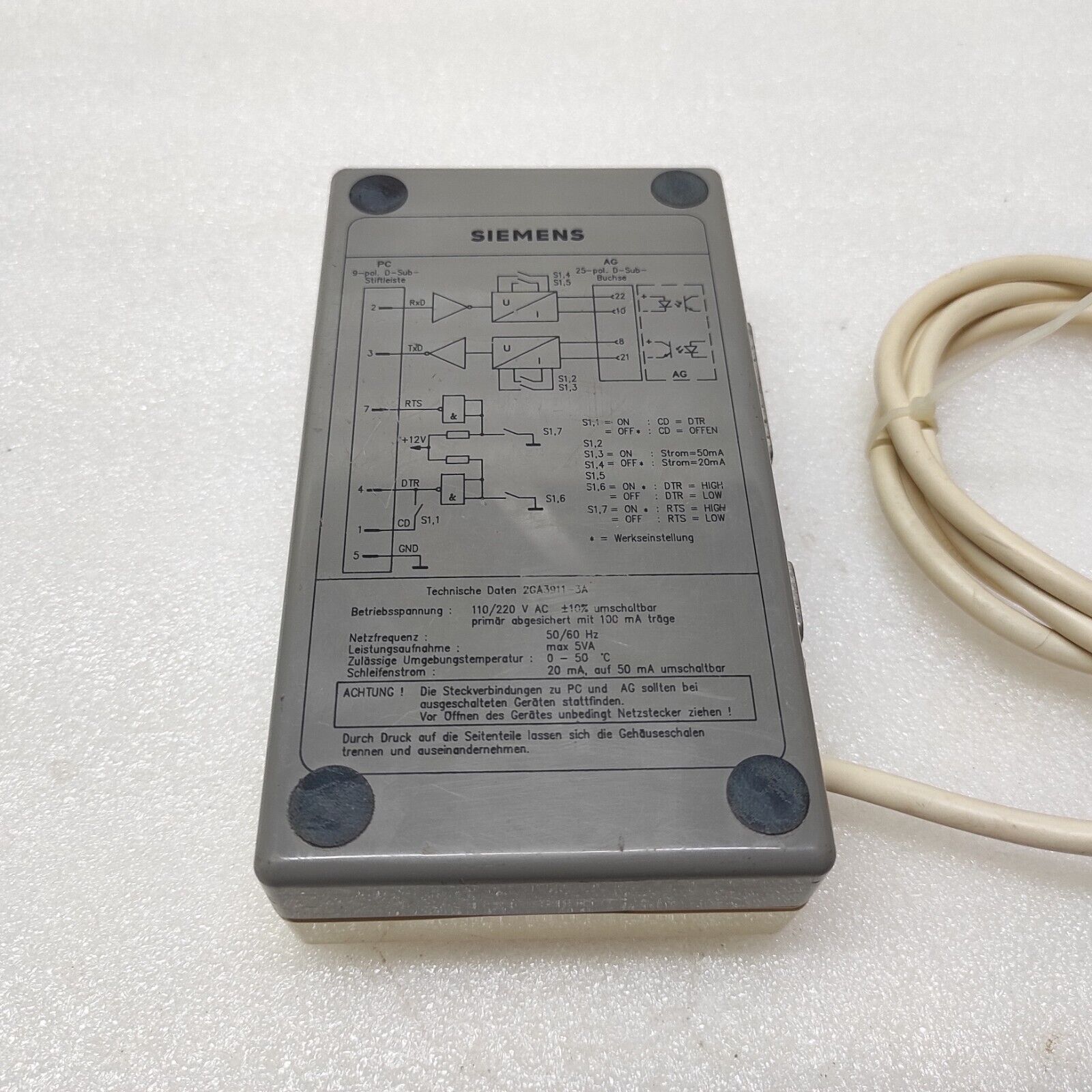 SIEMENS 2GA3911-3A V24-TTY SCHNITTSTELLE