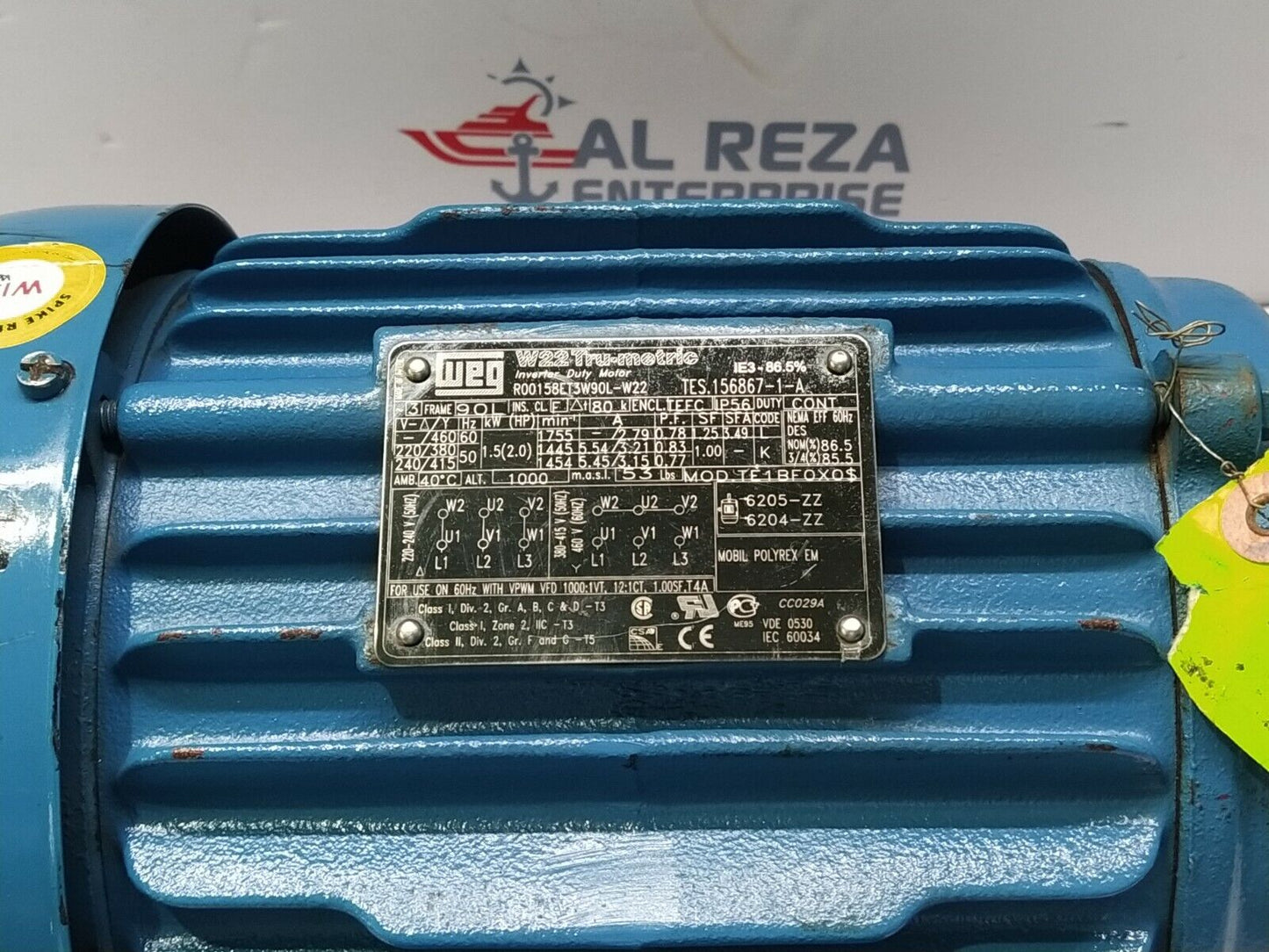 WEG R00158ET3W90L-W22 INVERTER DUTY MOTOR 2-HP 1755-RPM 460V