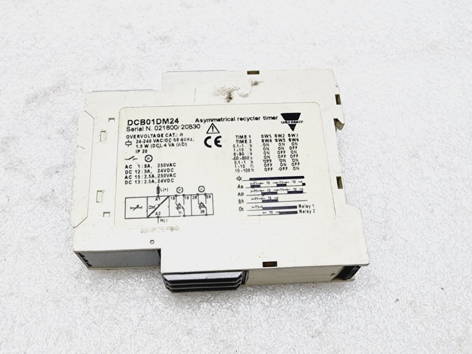 CARLO GAVAZZI DCB01DM24 ASYMMETRICAL RECYCLER TIMER 24-240VAC/DC