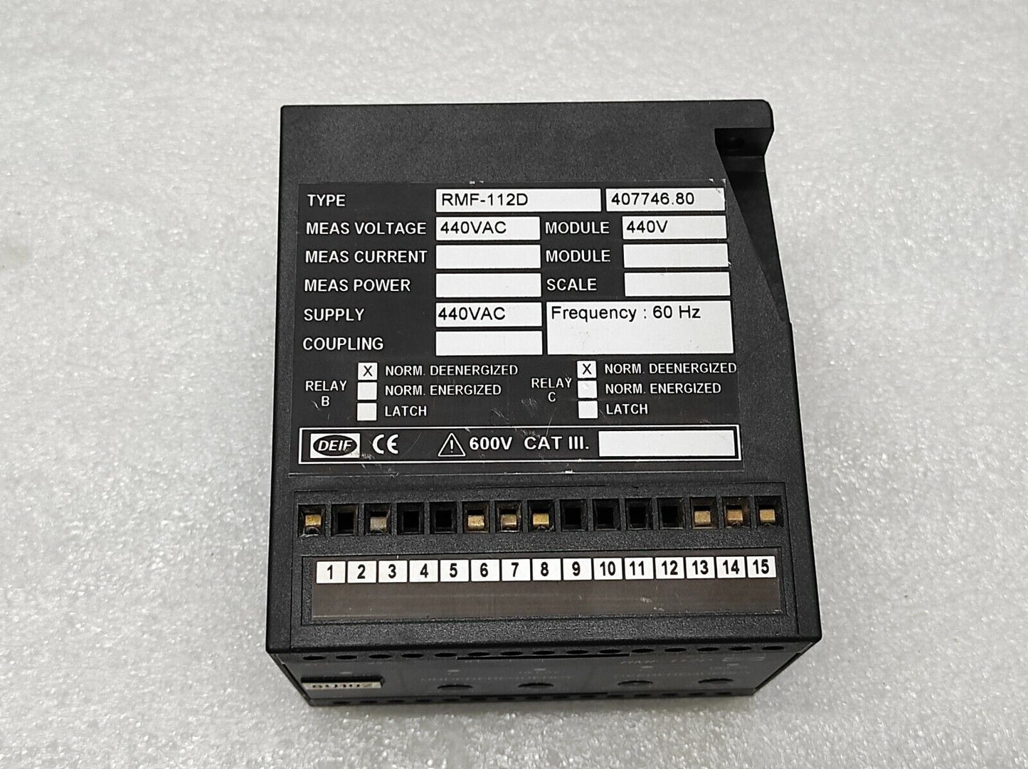 DEIF RMF-112D FREQUENCY RELAY 407746.80 440VAC