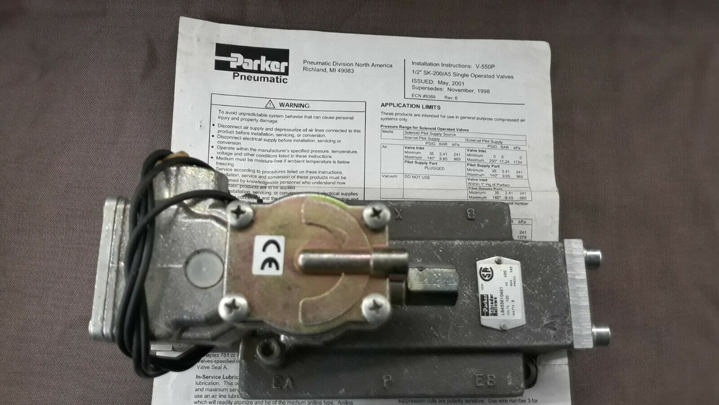 Parker Schrader Bellows L6455610461 Pneumatic Solenoid Valve SK-200/A5 Single