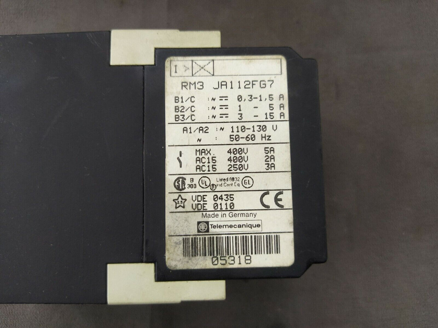 Telemecanique RM3 JA112FG7 Current Measurement Relay 05318 110-130V RM3JA112FG7