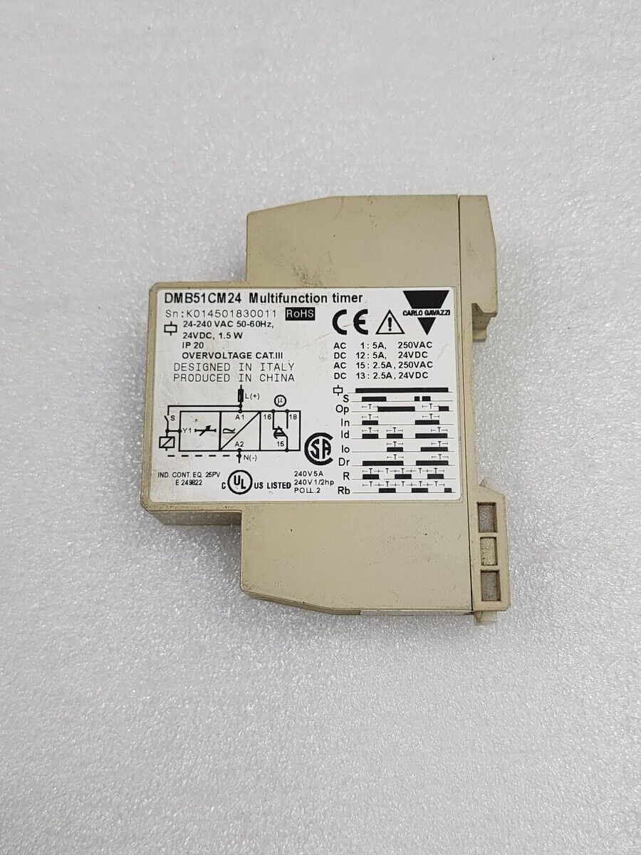 CARLO GAVAZZI DMB51CM24 MULTIFUNCTION TIMER 24-240VAC / 24VDC
