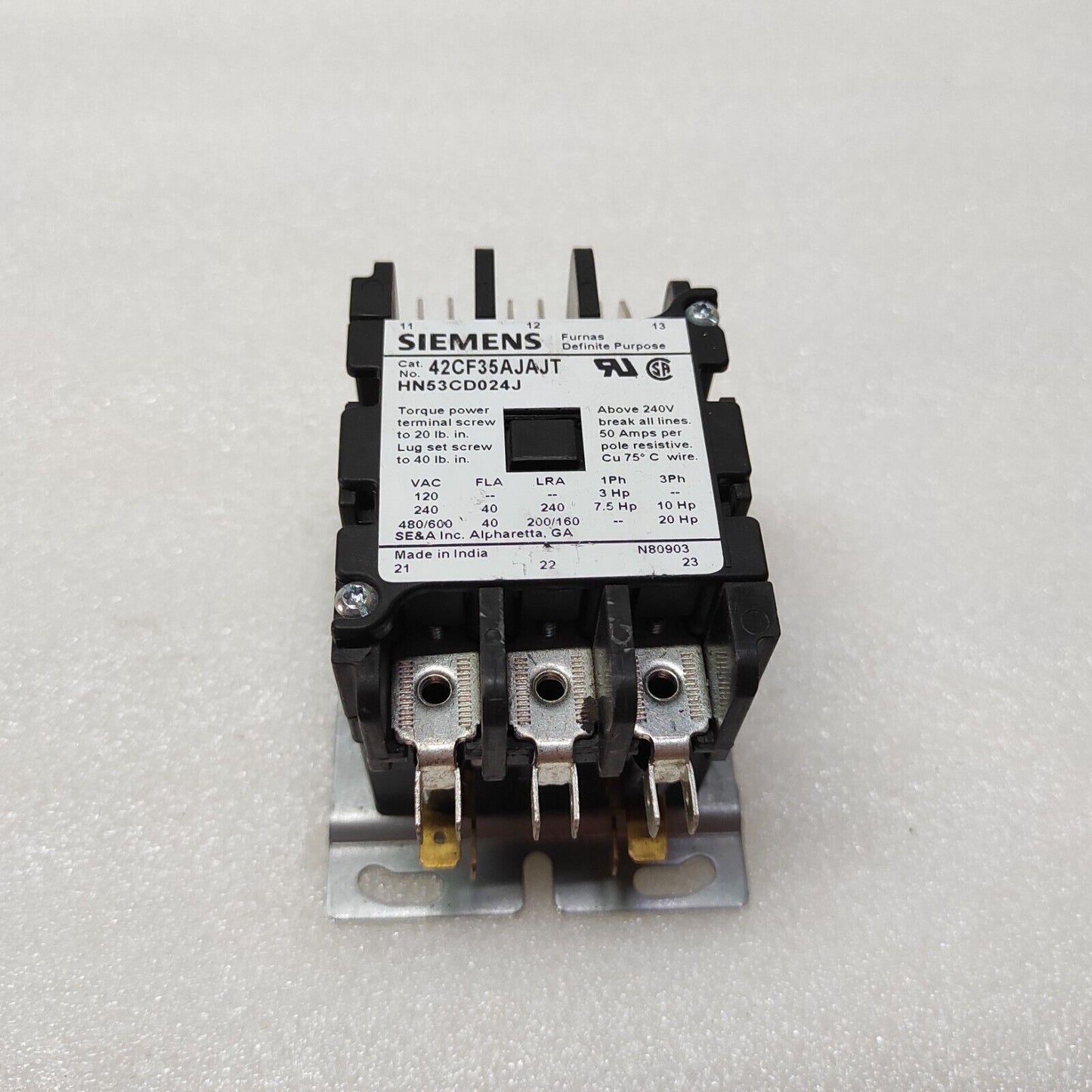 SIEMENS 42CF35AJAJT 3P CONTACTOR RELAY HN53CD024J