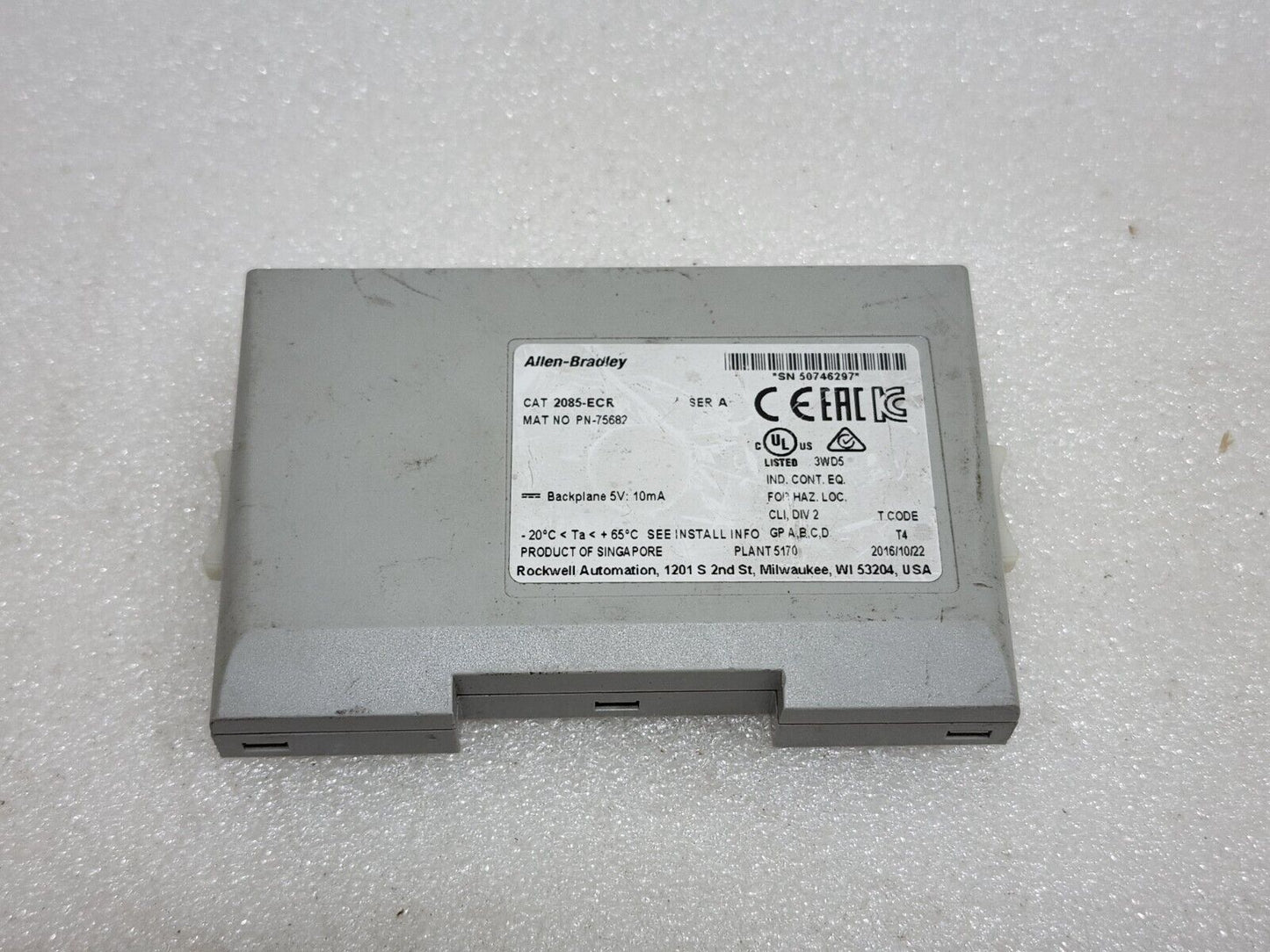 ALLEN BRADLEY CAT 2085-ECR EXPANSION I/O END CAP TERMINATOR 