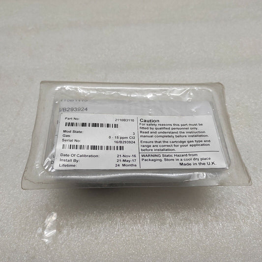 HONEYWELL 2110B3110 SENSOR 0-15 PPM CI2 OUT OF CALIBRATION 