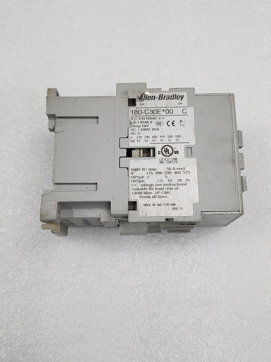 ALLEN BRADLEY CAT 100-C30E-00 SER C MAGNETIC CONTACTOR COIL VOLTAGE 24VDC