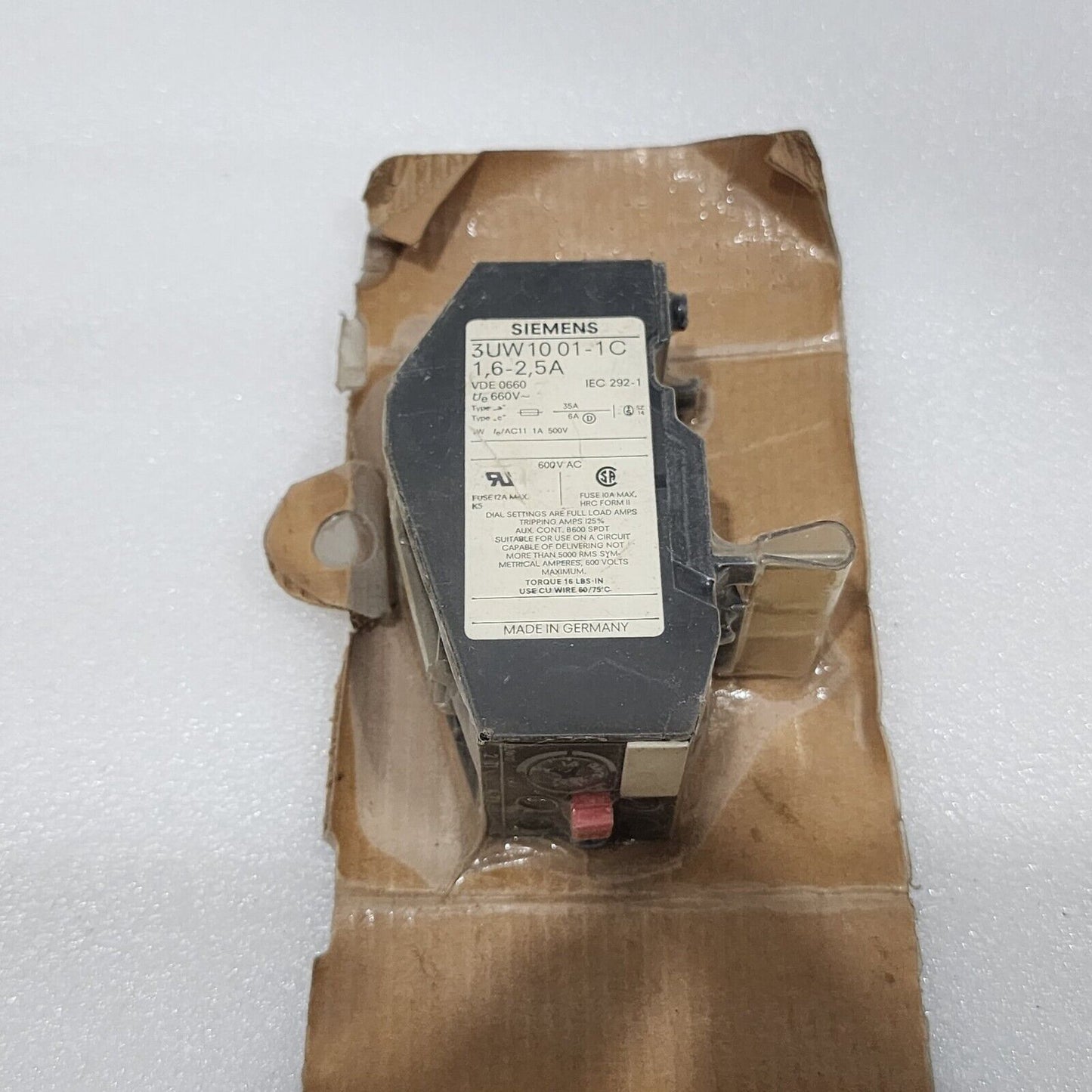 SIEMENS 3UW10 01-1C THERMAL OVERLOAD RELAY 1.6-2.5A