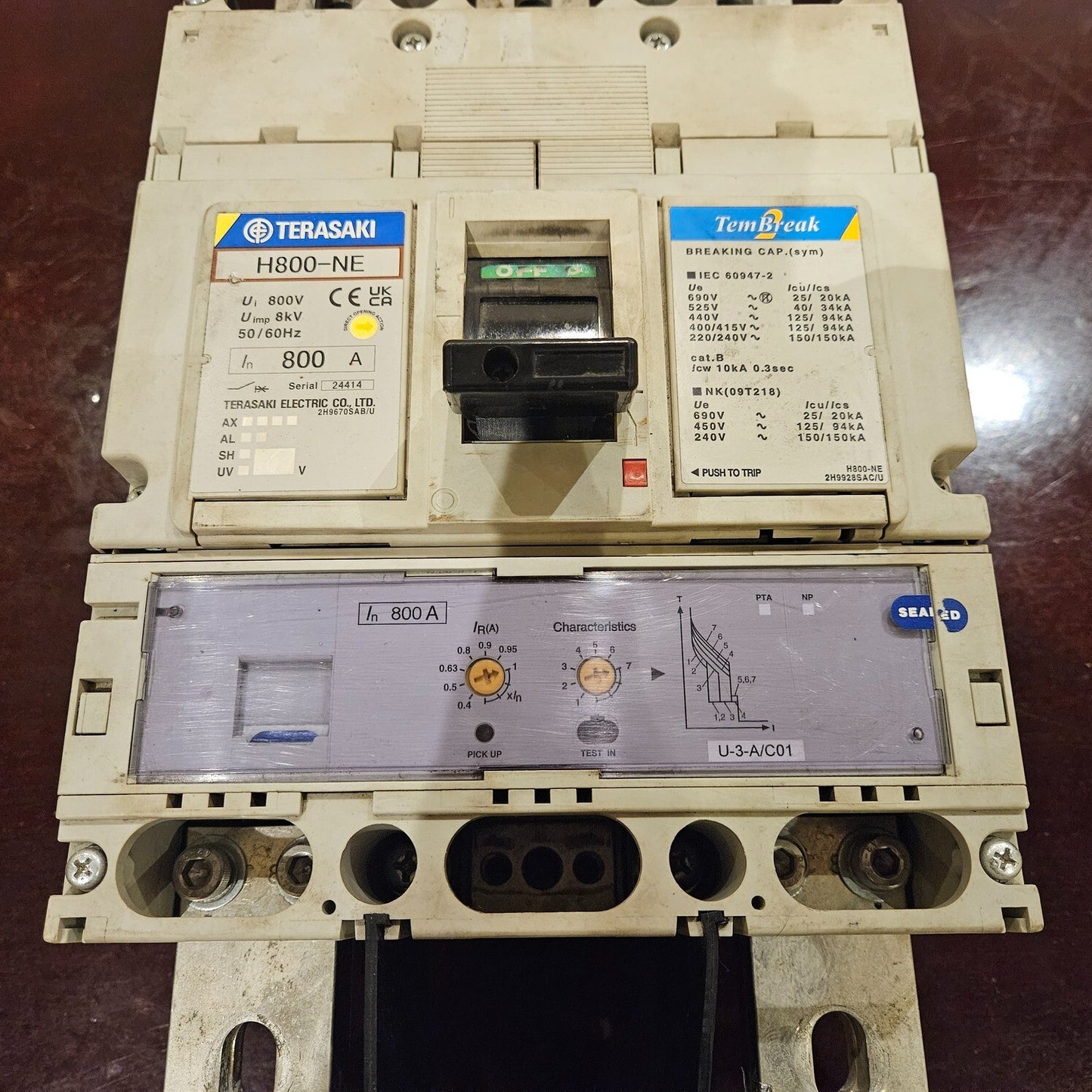 TERASAKI H800-NE 3-POLE CIRCUIT BREAKER 800A