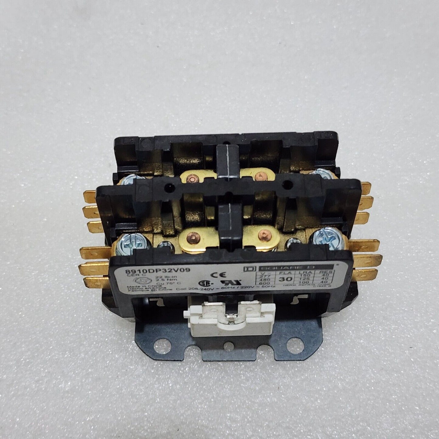 SQUARE D 8910DP32V09 DEFINITE PURPOSE CONTACTOR 2-POLE 30A COIL VOLTAGE 208-240V