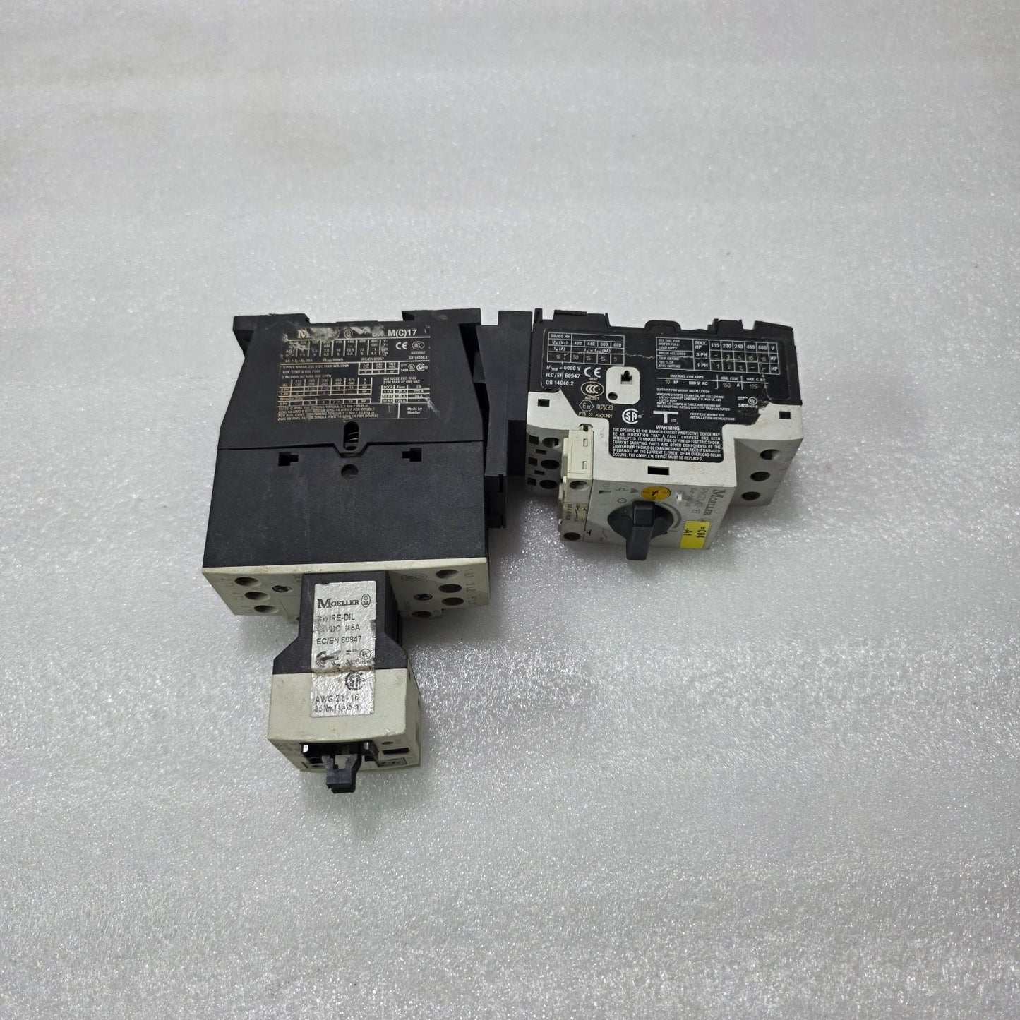 MOELLER EATON PKZM0-16 MOTOR PROTECTION BREAKER + DILM17-01 CONTACTOR + SWRE-DIL