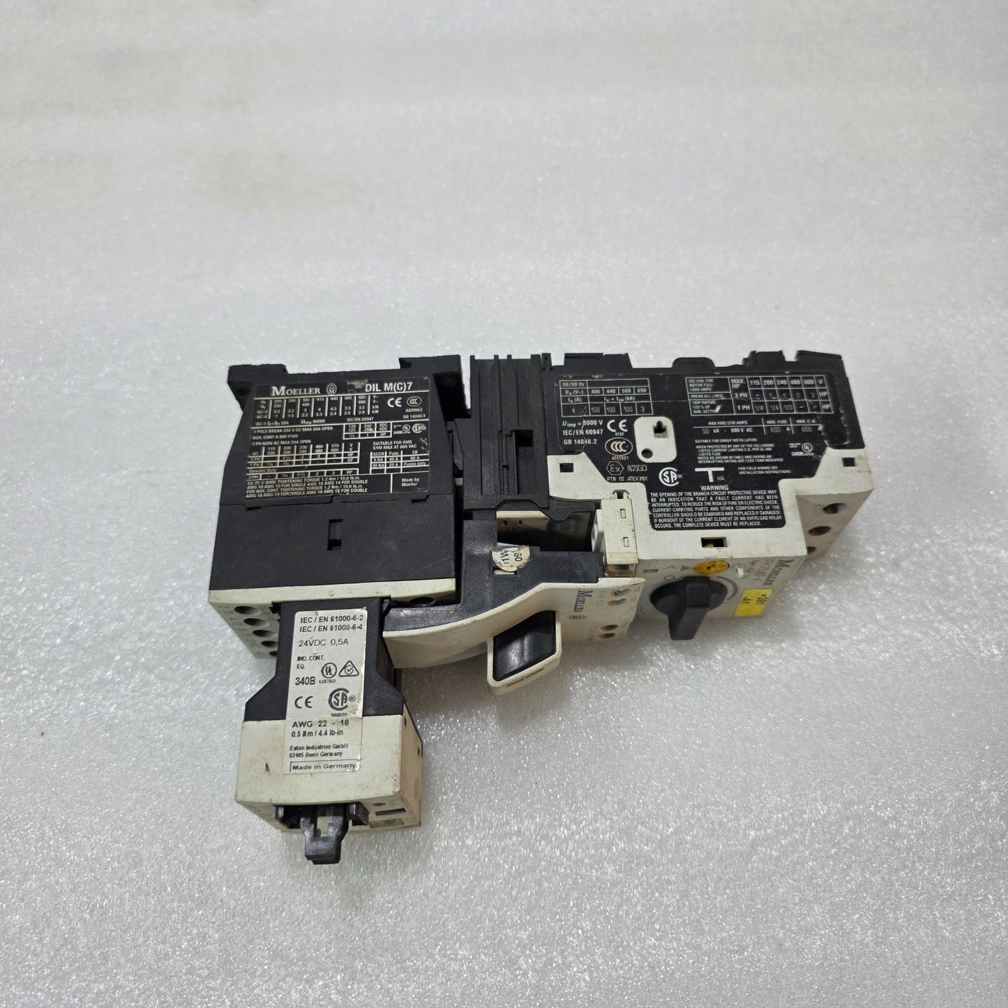 MOELLER EATON PKZM0-4 MOTOR PROTECTION BREAKER + DILM7-01 CONTACTOR + SWIRE-DIL