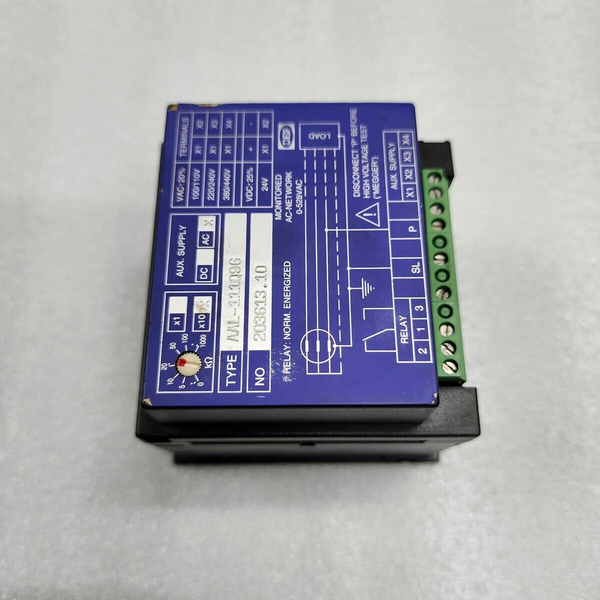 DEIF AAL-111Q96 NETWORK INSULATION MONITOR MEGA OHM 100-440V AC