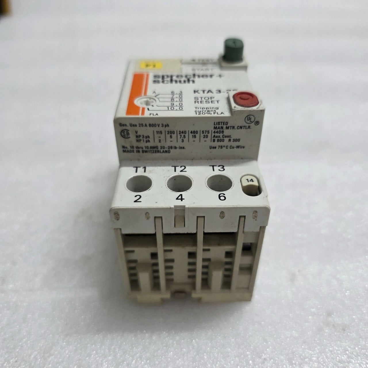 2 UNIT X SPRECHER+SCHUH KTA 3-25 MANUAL MOTOR STARTER 6.3-10 A LOT OF 2 UNIT