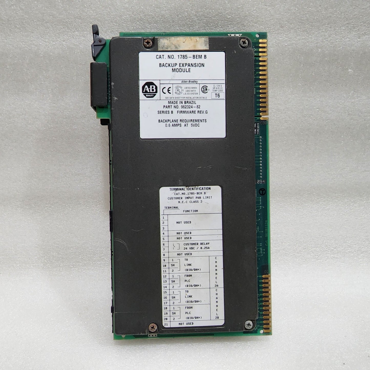 ALLEN BRADLEY CAT 1785-BEM B BACKUP EXPANSION MODULE